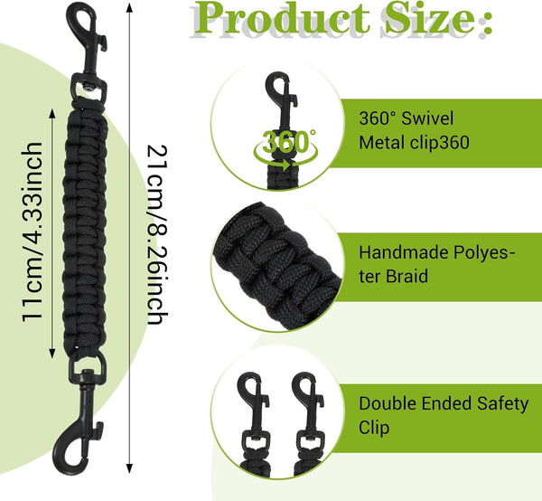 Yuanchu Safety Clip for Dog Collar, Double Ended Dog Collar Safety Clip | Backup Safety Strap with Dual Clasps, Leash Connector for Prong Collar, Harness Vests Walking Running Training2