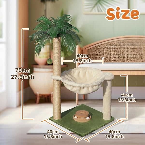 Fantasreen Cat Scratching Post 28 Inches Small Cat Tree Tower with Hammock, Cat Toy Wooden Interactive Condo for Kitten and Adults Cat5