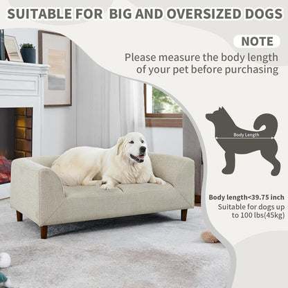 39.75" Modern Pet Sofa with Backrest and Armrests, Comfortable Foam Cushion Dog Couch for Small and Medium Dogs, Stable Leg Design for Living Room6