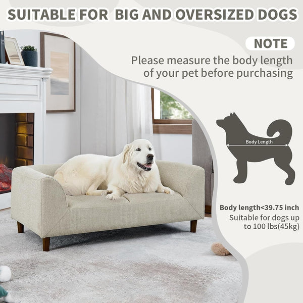 39.75" Modern Pet Sofa with Backrest and Armrests, Comfortable Foam Cushion Dog Couch for Small and Medium Dogs, Stable Leg Design for Living Room6