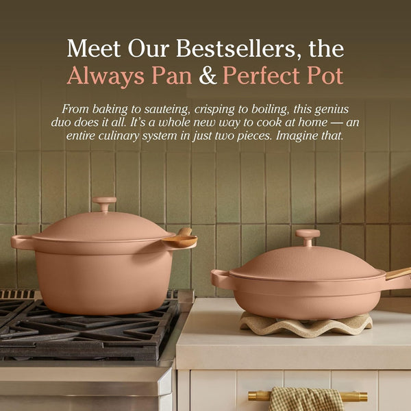 Our Place Cookware Duo, 7-Piece Ceramic Nonstick Cookware Set with Strainer | Non-Toxic Ceramic Cookware Set with 10.5-Inch Always Pan, 5.5 Qt Perfect Pot & Strainer; Induction & Oven Safe to 450°F2