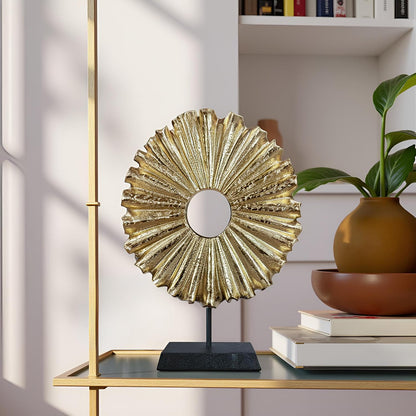 Modern Abstract round Decorative Sculpture, Dining Living Room Desk Decor,Geometric Home Decor Statues,Shelf Top Decor Aesthetics, Coffee Tables or Office Shelves（Golden）4