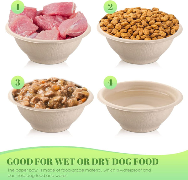 Thenshop 200 Pcs Biodegradable Disposable Pet Bowls Bulk Travel Paper Food Bowls for Small Dogs Puppy Cat Food Dish Safe Container for Outdoor Small Animal Feeding and Watering Supplies(8 Oz)4