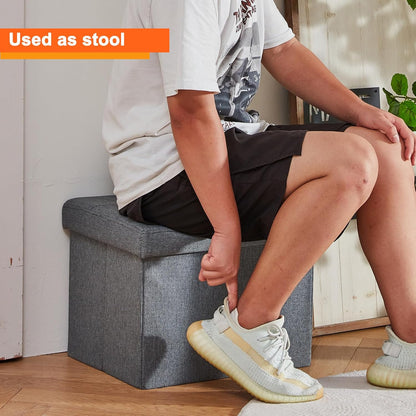 Storage Ottoman Footrest Stool Small Ottoman with Storage Foldable Ottomans Foot Rest Footstool Bench for Living Room 17X13X13Inches Grey4