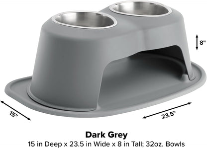 Weathertech Double High Pet Feeding System - Elevated Dog/Cat Bowls - 8 Inch High Dark Grey (DHC3208DGDG)2