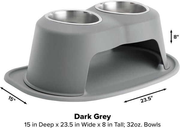 Weathertech Double High Pet Feeding System - Elevated Dog/Cat Bowls - 8 Inch High Dark Grey (DHC3208DGDG)2