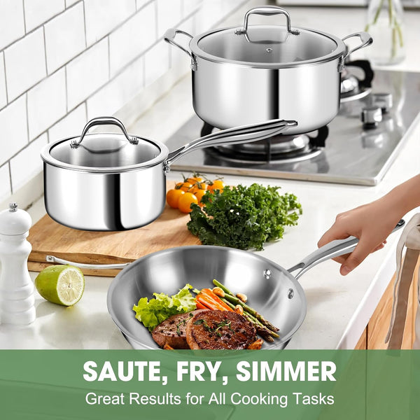 3 Ply Stainless Steel 11-Piece Cookware Set with Lids, Pots and Pans Kitchen Set, Non-Toxic, Induction, Oven, Dishwasher Safe, Professional Chef Quality4