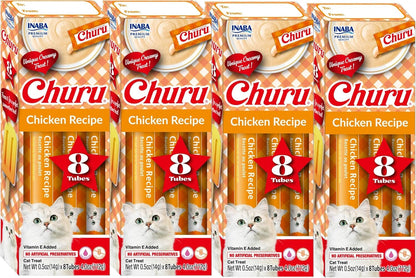 INABA Churu Lickable Purée Natural Cat Treats Gift Box - Chicken Recipe, 8 Tube Gift Box12
