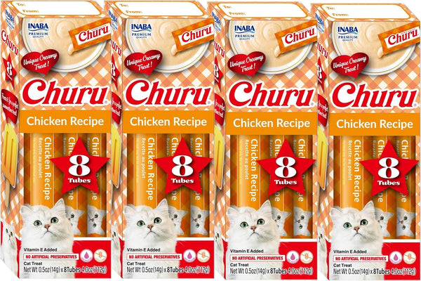 INABA Churu Lickable Purée Natural Cat Treats Gift Box - Chicken Recipe, 8 Tube Gift Box12
