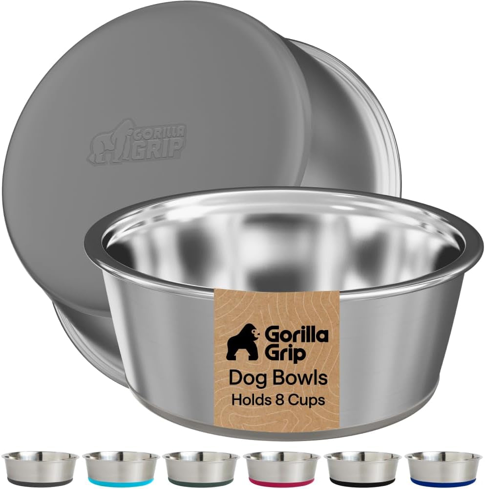 gorilla-grip-dog-bowls-food-grade-304-stainless-steel-holds-2-us-cups-each-16-fl-oz-food-and-water-bowl-for-feeding-dogs-and-cats-dishwasher-safe-rust-resistant-bpa-free-rubber-base-2-set-black