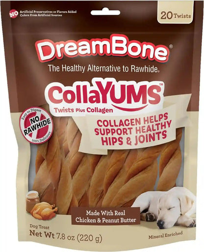 Dreambone Collayums Twists plus Collagen Chews for Dogs, 10 Count, Treat Your Dog to Rawhide-Free Chews Made with Chicken, Vegetables and Peanut Butter18