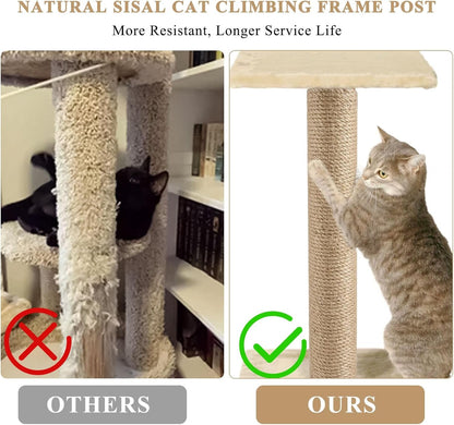 4 Pcs Cat Scratching Post Replacement, Natural Jute Pole Cat Tree Replacement Parts, Cat Scratch Pole with 8 M8 Screws and 1 Wrench for Indoor Kittens Tower (11.8 X 3.3 In)5