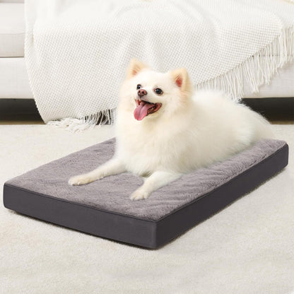 KSIIA Orthopedic Dog Bed for Large Dogs with Waterproof Lining, Grey, 35X22 | Deluxe Soft Plush Dog Crate Bed, Washable Pet Mat with Removable Cover & Egg Crate Foam for Large Dogs Sleeping & Relaxing12
