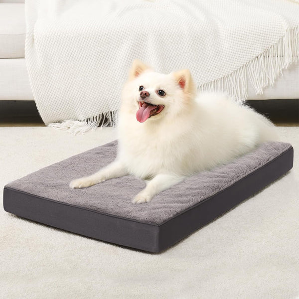 KSIIA Orthopedic Dog Bed for Large Dogs with Waterproof Lining, Grey, 35X22 | Deluxe Soft Plush Dog Crate Bed, Washable Pet Mat with Removable Cover & Egg Crate Foam for Large Dogs Sleeping & Relaxing12