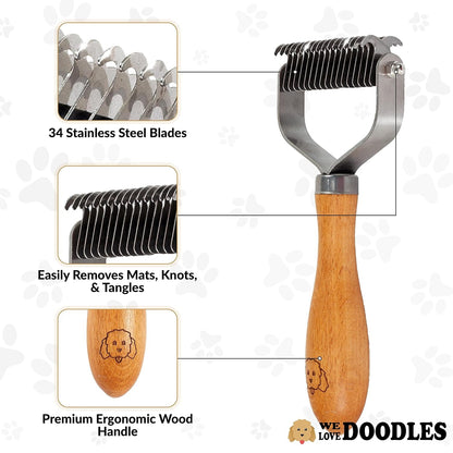 Dematting Comb for Dogs, Undercoat Rake Grooming Tool for Matted Pet Hair | Best Dematting Brush for Doodles & Poodles, Detangling De Matted Hair, Tool for Removing Shedding Fur, Cat Deshedder Brushes7