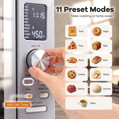 26.4 QT French Door Toaster Oven with 11 Presets | 1500W Convection Oven Countertop, LED Display, 24H Timer & 4 Dishwasher-Safe Accessories, Stainless Steel Finish3