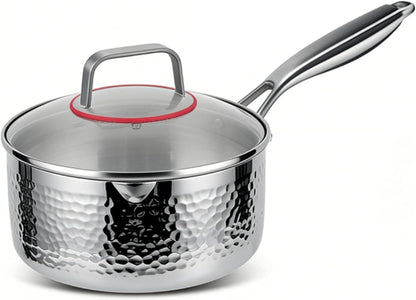 Titanium Saucepan, Non-Stick Pan Pot with Lid, Titanium Pans for Cooking, Fast & Even Heating, Dual-Pour Spouts Design, Compatible with All Cooktops,With Lid,7.08In1