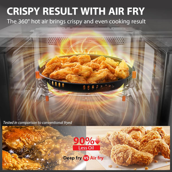 Air Fryer Combo Microwave, 1.0 Cu.Ft, Black Stainless Steel | 8 in 1 with Convection & Broil, Pro Defrost, 12.4" Turntable2