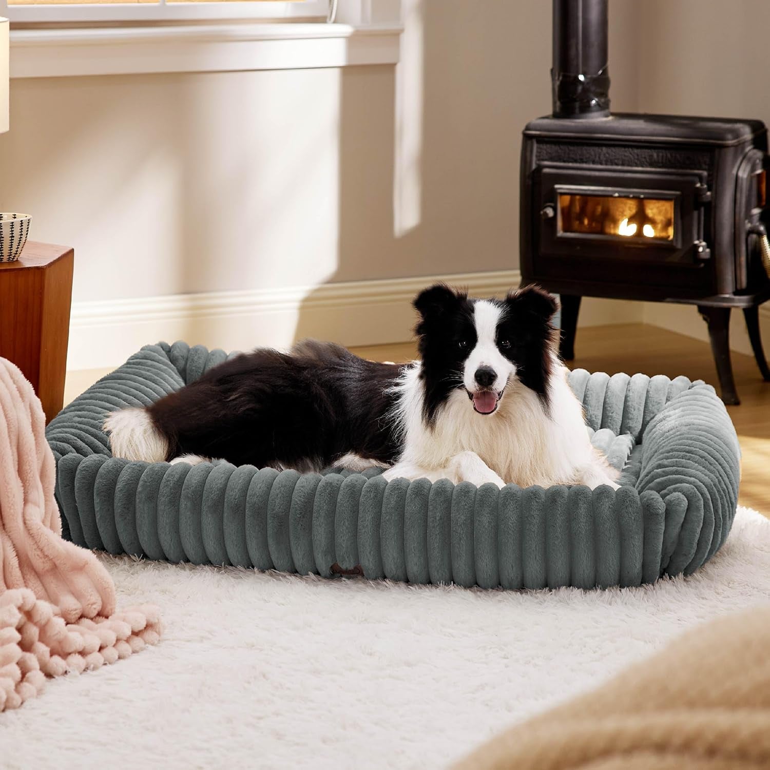 bedsure-comfyfleece™-cute-dog-bed-for-small-medium-dogs-washable-25in-cream-furry-puppy-beds-square-rectangle-orthopedic-corduroy-aesthetic-pet-beds-removable-zipper-cover-non-slip-bottom-up-to-15-lbs