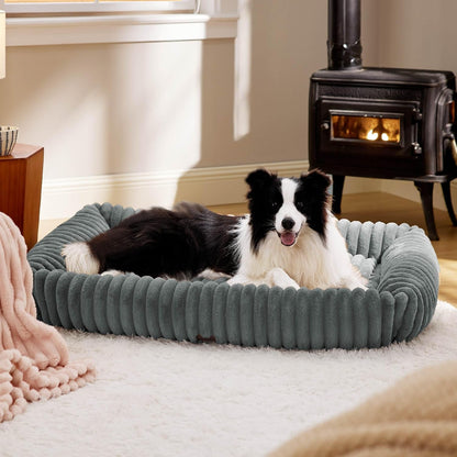 Bedsure Comfyfleece™ Cute Dog Bed for Small Medium Dogs Washable,25In Cream | Furry Puppy Beds,Square Rectangle Orthopedic Corduroy Aesthetic Pet Beds,Removable Zipper Cover,Non-Slip Bottom,Up to 15 Lbs41