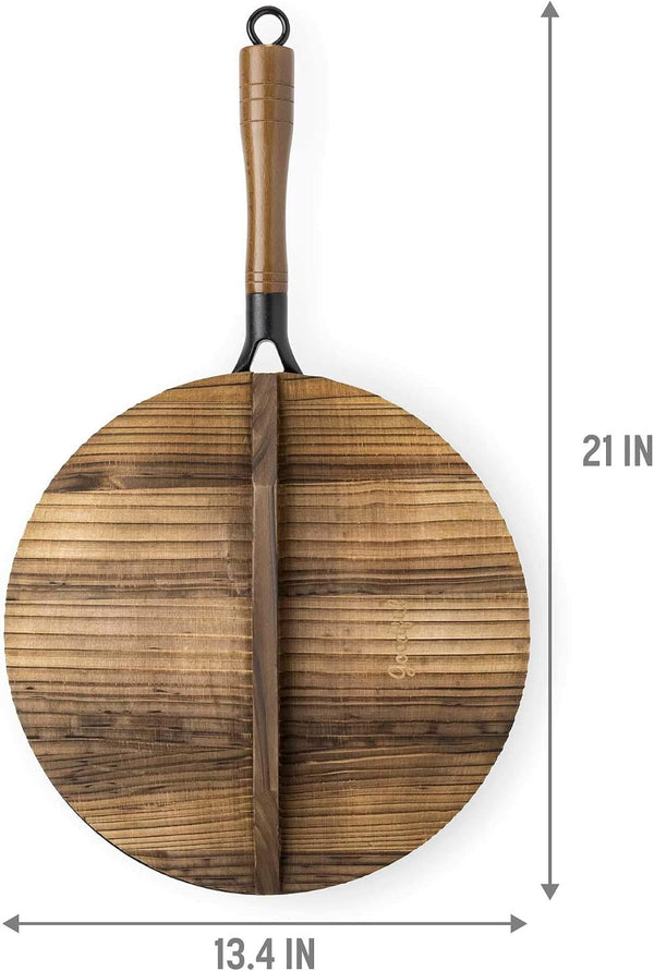 Hammered Carbon Steel 13-Inch Wok Pan with Lid, Black, Non-Stick, Compatible with Most Cooktops3