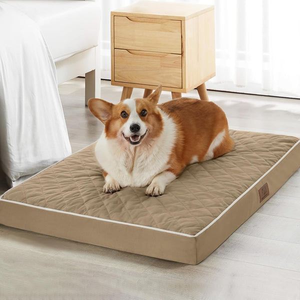 WNPETHOME Orthopedic Waterproof Extra Large Senior Dogs Bed for Comfy Sleeping with Removable Washable Cover, Multi-Needle Quilting XL Crate Bed for Large Sized Dog Relax, Light Grey11