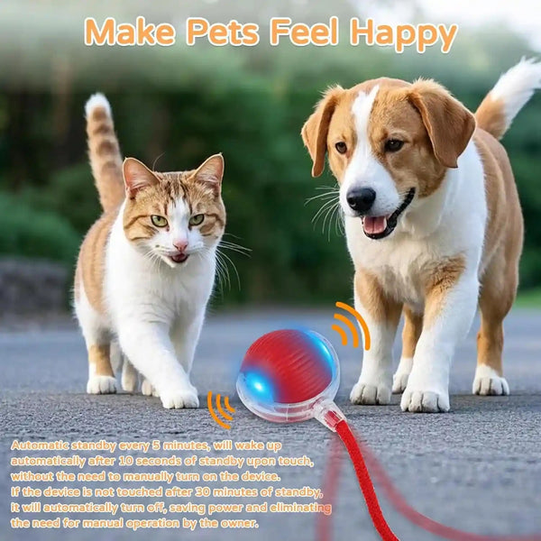 Goosheep 2PK Automatic Rolling Interactive Cat Toys Ball for Indoor Cat Dog | Red&Grey, 3 Modes, LED Light, 360° Smart Automatic Rolling, Suitable for Multi-Cat Families, for Indoor Cats and Small Dogs2