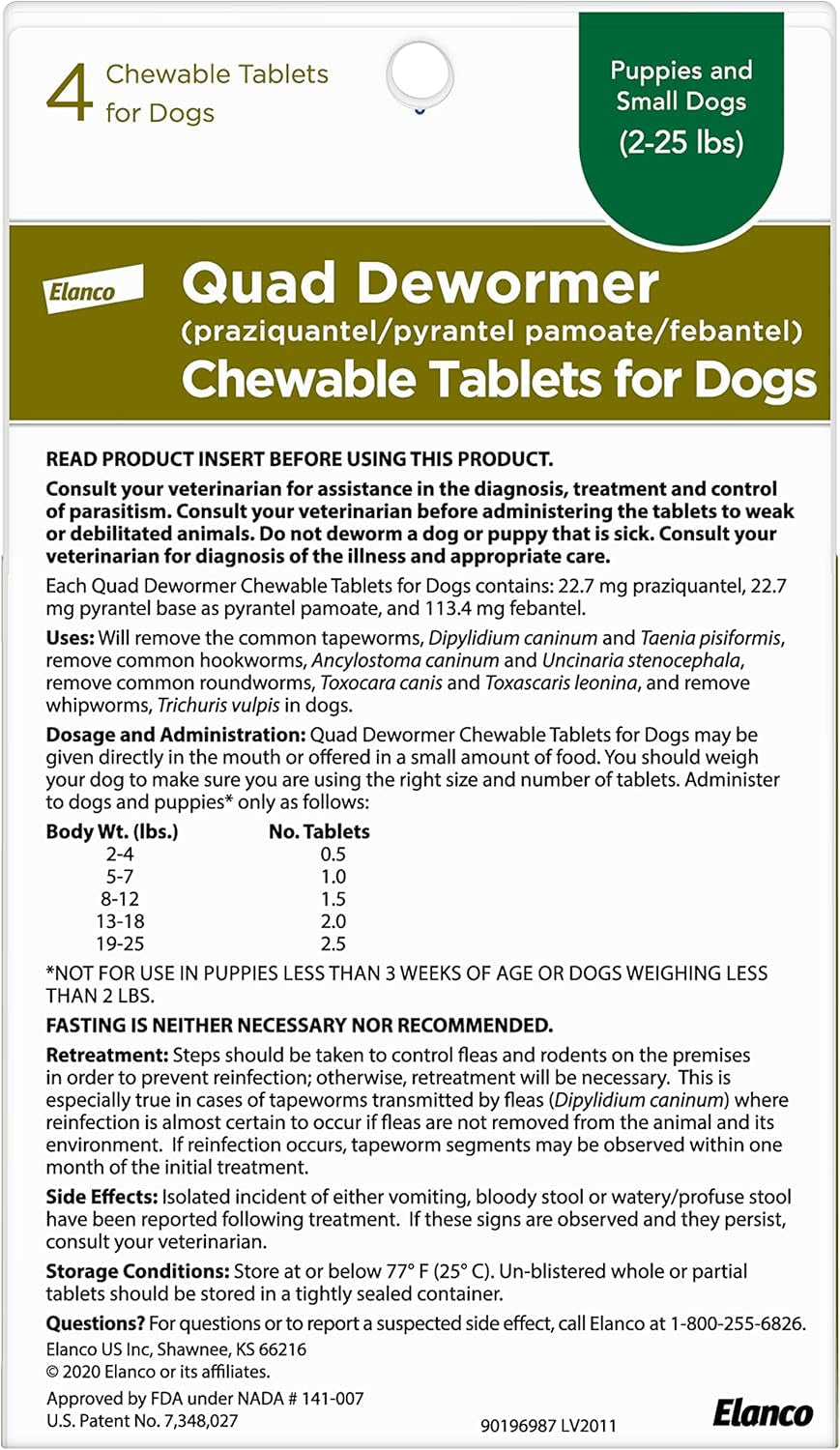 elanco-chewable-quad-dewormer-for-small-dogs-2-25-lbs-4-chewable-tablets-white