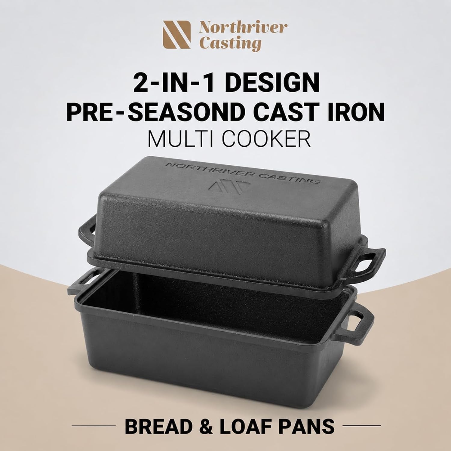 9-5-inch-cast-iron-loaf-pan-with-lid-bread-baking-pan-even-heat-distribution-for-homemade-bread-cake-and-meatloaf-2-piece-set