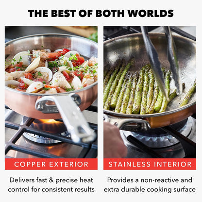 X Bobby Flay 8 Piece Copper Clad Pots & Pans, Induction Ready Cookware, Measurement Markings, Stainless Steel Base & Interior, Oven Safe to 500˚F6