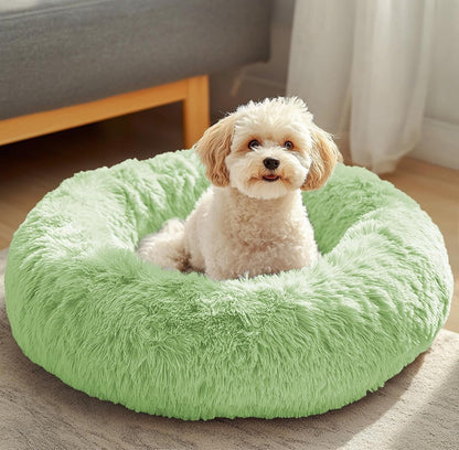 JOLLYVOGUE Small Dog Bed, Calming Soft Anti-Anxiety Donut Cat Bed, Washable round Fluffy Cushion for Small and Medium Pets (20")29