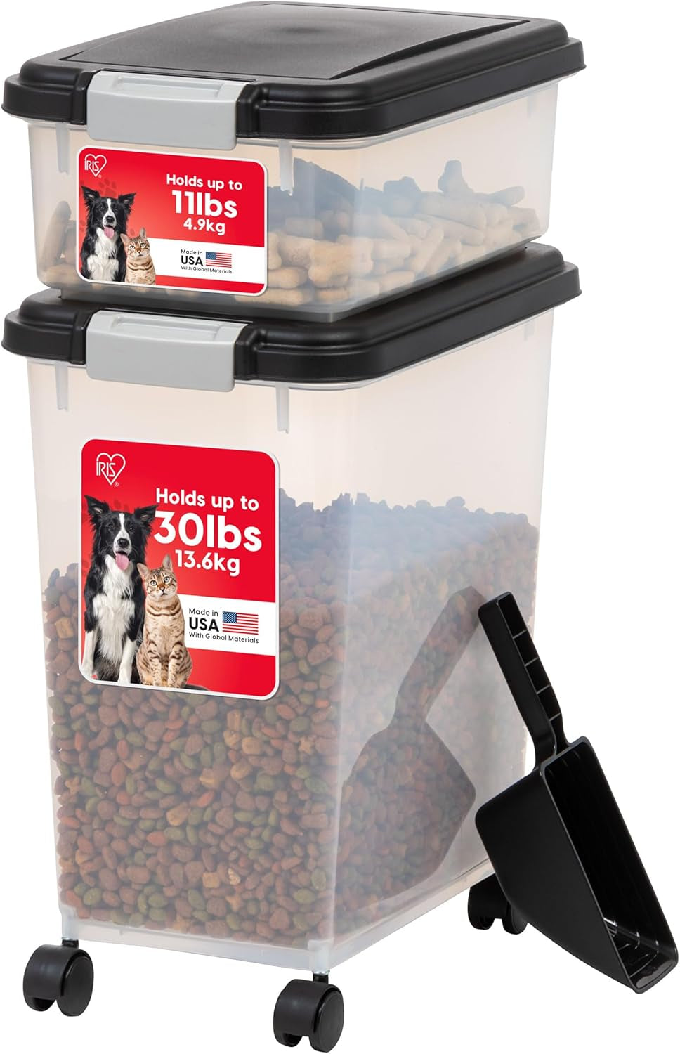 iris-usa-dog-food-storage-container-30-lb-11lb-airtight-combo-stackable-pet-food-storage-bin-with-wheels-for-cat-dog-food-bpa-free-made-in-usa-black-stackable-pet-food-plastic-storage-bins-with-wheels-for-cat-and-dog-food-made-in-usa