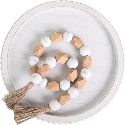 HPC Decor 12In round Wood Tray - White, Distressed, Farmhouse Rustic - Decorative Tray for Living Room, Coffee Table, Kitchen Table or Farmhouse Serving Tray5