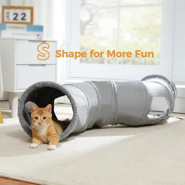 PAWZ Road Cat Tunnel S Shape Cat Tunnels for Large & Indoor Cats 51”Long | Durable, Spacious 10.5" Cat Tube with Peepholes & Dangling Ball Toy, Connected to Play Tunnels, Collapsible for Easy Storage6