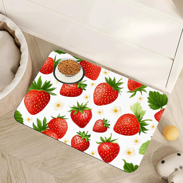 Vintage Damask Flower Dog Cat Food Mat,White Black Floral Absorbent Pet Feeding Mat for Food and Water,Non-Slip Dog Bowl Mats Floor Protector 12"X20"18