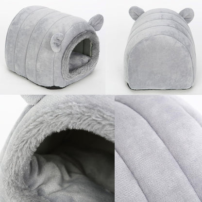 Hedgehog Bed Cave Nest Hideout, Hamster Guinea Pigs Small Animals Cage Supplies Warm House-Gray5