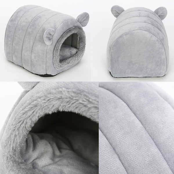 Hedgehog Bed Cave Nest Hideout, Hamster Guinea Pigs Small Animals Cage Supplies Warm House-Gray5