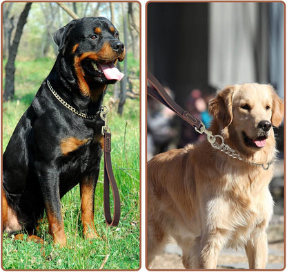 Leather Short Dog Lead, Strong Traffic Pet Lead with 360º Heavy Duty Metal Hook, Short Dog Leash for Big Large Medium Dogs Training and Walking.4