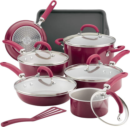 Create Delicious Nonstick Cookware Pots and Pans Set, 13 Piece, Burgundy Shimmer1