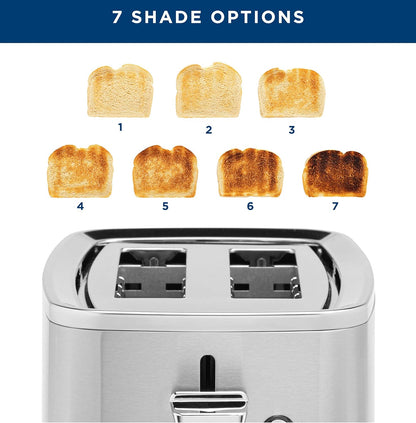 GE 2 Slice Stainless Steel Toaster, Extra Wide Slots for Toasting Bagels, Breads, Waffles & More, 7 Adjustable Shade Settings, Removable Crumb Tray, Countertop Kitchen Essentials, 850 Watts5