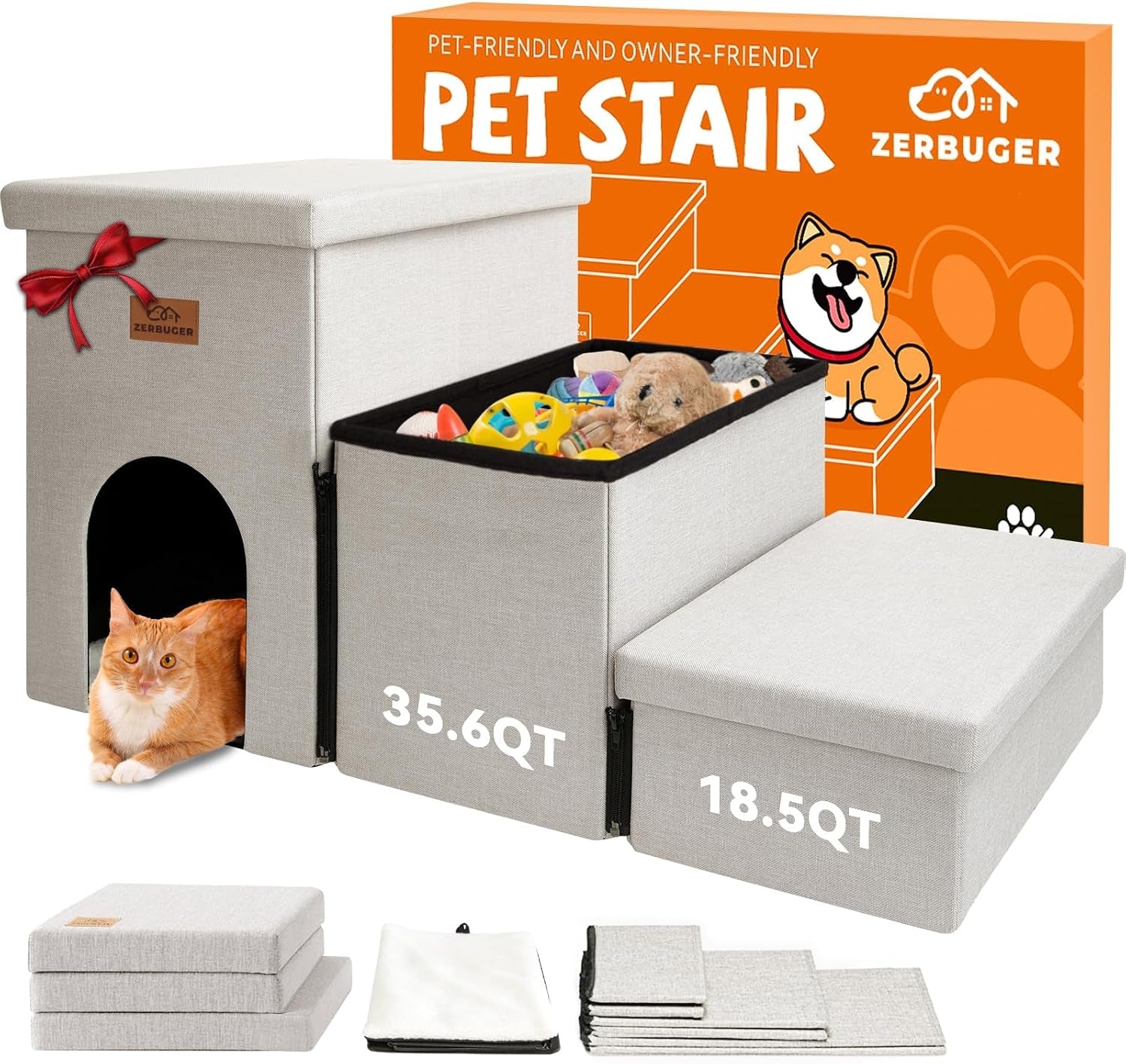 zerbuger-wider-dog-ramp-for-high-bed-with-storage-18-h-foldable-dog-stairs-for-small-medium-large-older-senior-animal-sturdy-dog-step-for-climbing-bed-or-couch-arthritis-friendly-gray-no-condo