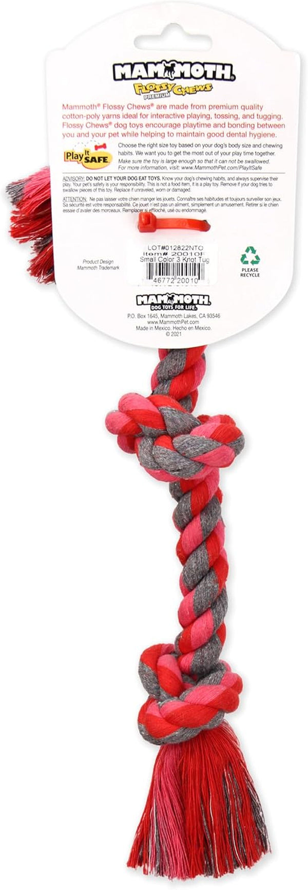 Mammoth Flossy Chews Color Rope Tug – Premium Cotton-Poly Tug Toy for Dogs – Interactive Rope– Dog Chew Toy, Assorted Colors3