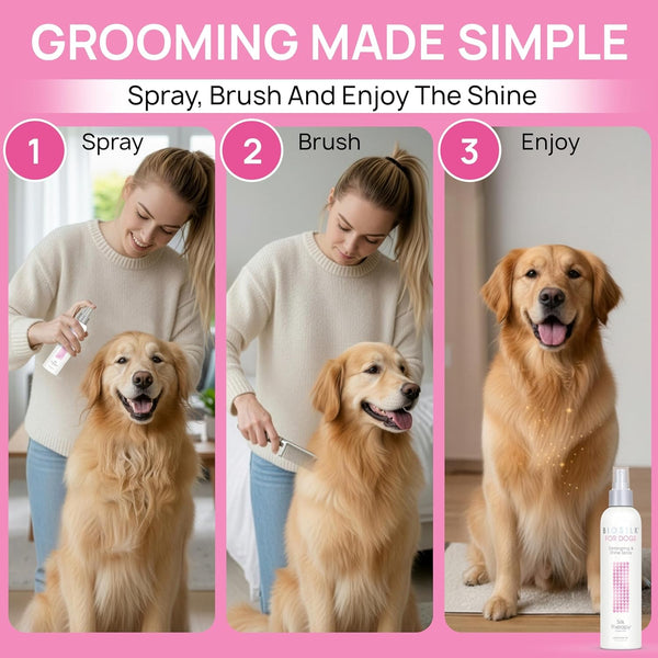 Biosilk for Dogs Silk Therapy Detangling and Shine Protecting Spray, Ph Balanced Leave-In Mist with Silk and Vitamins for Dematting, Paraben-Free, All Coats and Breeds, 8 Fl Oz | Ph-Balanced, Paraben-Free Leave-In Mist with Silk and Vitamins; Dematting Spray for All Coats and Breeds3