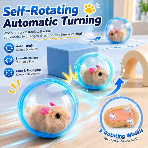 2026 New Self-Rolling Interactive Cat Ball Realistic Animal Automatic Moving Rolling Cat Ball 360° Rolling Spin Moving Cat Ball Fun Indoor Interactive Pet Ball for Cats Dogs Chasing (Blue, Mouse-A)4