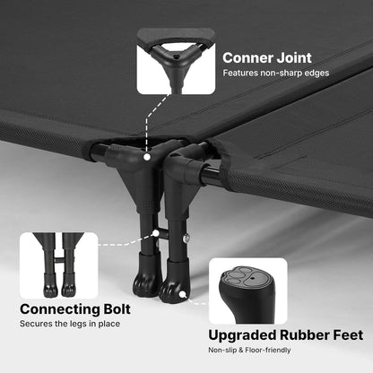 Veehoo Cooling Elevated Dog Bed, Raised Dog Bed for Two Dogs, Indoor Outdoor Pet Cot with Breathable Teslin Mesh & Anti-Slip Rubber Feet, Durable Double Dog Bed for Multi-Pet Homes, 35" X 25", Black4