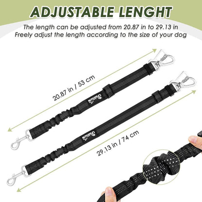 Slowton Dog Seatbelt, 2 Pack Dog Seat Belt Car Leash Adjustable Elastic Bungee Buffer Heavy Duty Nylon Reflective Pet Safety Tether Connect to Dog Harness for Travel Riding in Vehicle (Daul Clip, B)5