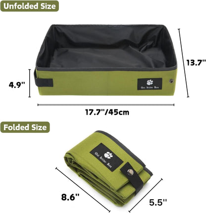 Portable Foldable Cat Litter Box - Waterproof, Leak-Proof for Outdoor Camping, Hotel Stays, Road Trips - Travel Essentials for Cats & Kittens (Green, Large)2