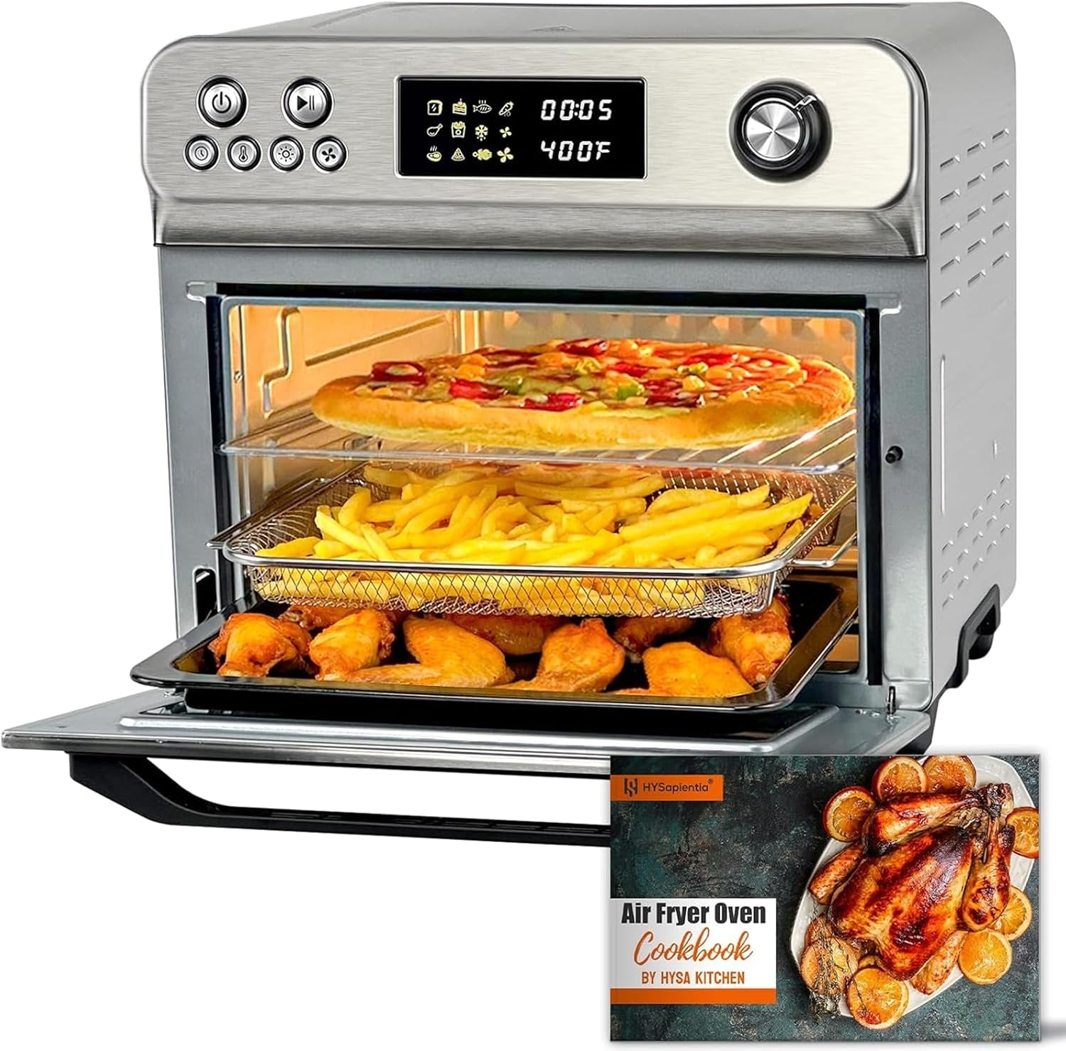 air-fryer-toaster-oven-combo-26quart-10-in-1-extra-large-countertop-convection-oven-with-led-display-knob-control-1800w-stainless-steel-less-oil-faster-cooking-7-accessories-recipe