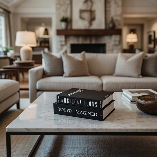 Oversized Set of 9 Faux Books with Hidden Storage (Black), Fashion Books, Coffee Table Accessory, Bookshelf Decor, Home Staging9