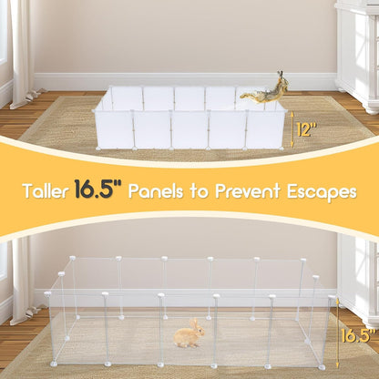 Modular Small Pet Playpen, 14 Panels, 16.5" Height Indoor Enclosure for Rabbits, Guinea Pigs, Hedgehogs, Kittens and Small Pets5